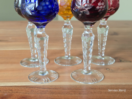 Boheems Kristal Glas set van 5x op voet 13,2 cm
