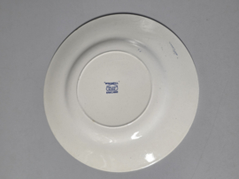 Engels blauw Palissy Ware Windmill ontbijtbord 20 cm