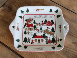 Engels Mason's Christmas Village 1983 Kerstservies Serveerschaal (vierkant)