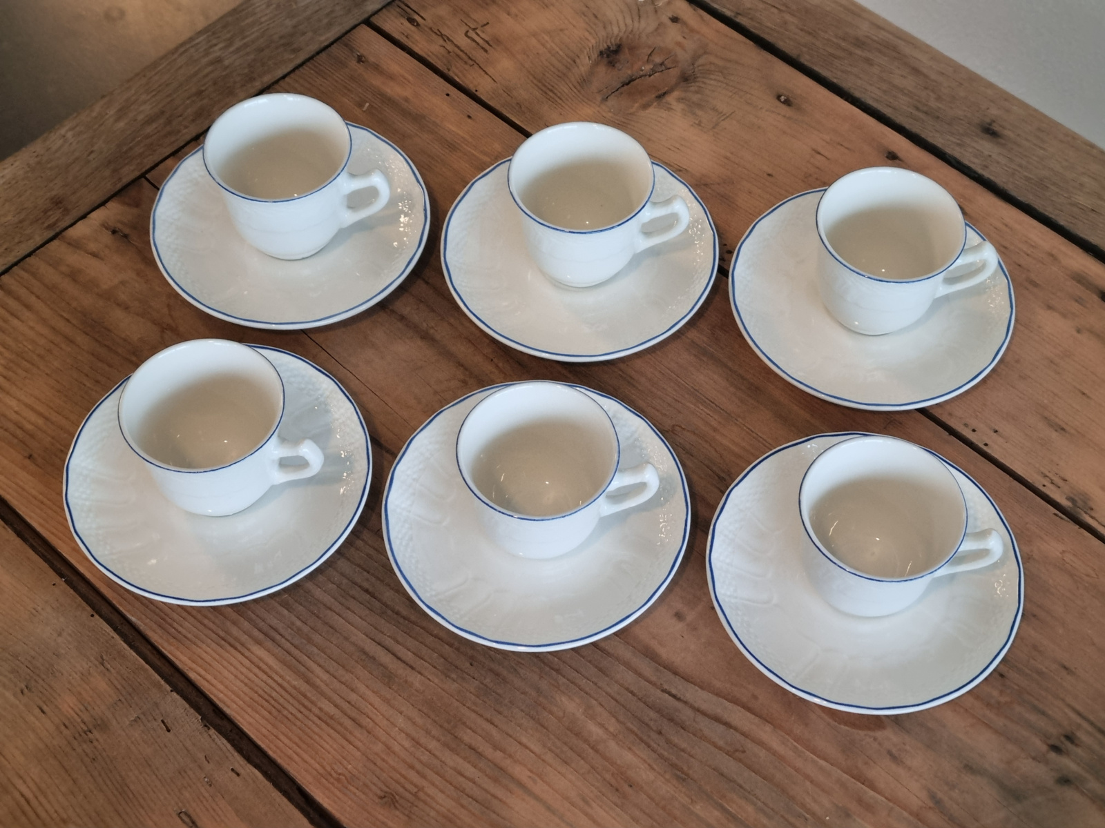 Boch Belgium MRL wit/blauw set 6x Espresso Kop en schotel