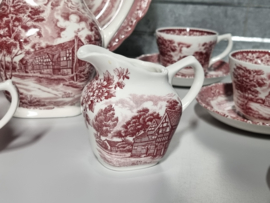 Engels rood Grindley Country Inns Koffieservies 8 persoons