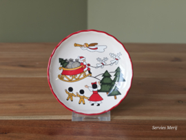 Engels Mason's Christmas Village 1983 Kerstservies bordje 9,5 cm (afb. arreslee rendieren)