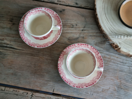 Boerenhoeve Rood Societe Ceramique 2x Koffie Kop en schotel (creme)