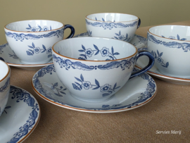 Rorstrand Ostindia East Indies set 6x Thee Kop en schotel 8 cm (Aardewerk)