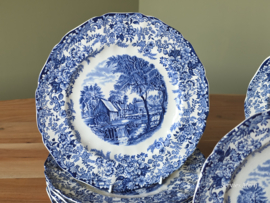 Engels blauw Johnson Bros Mill Stream set 18 borden, 6 persoons