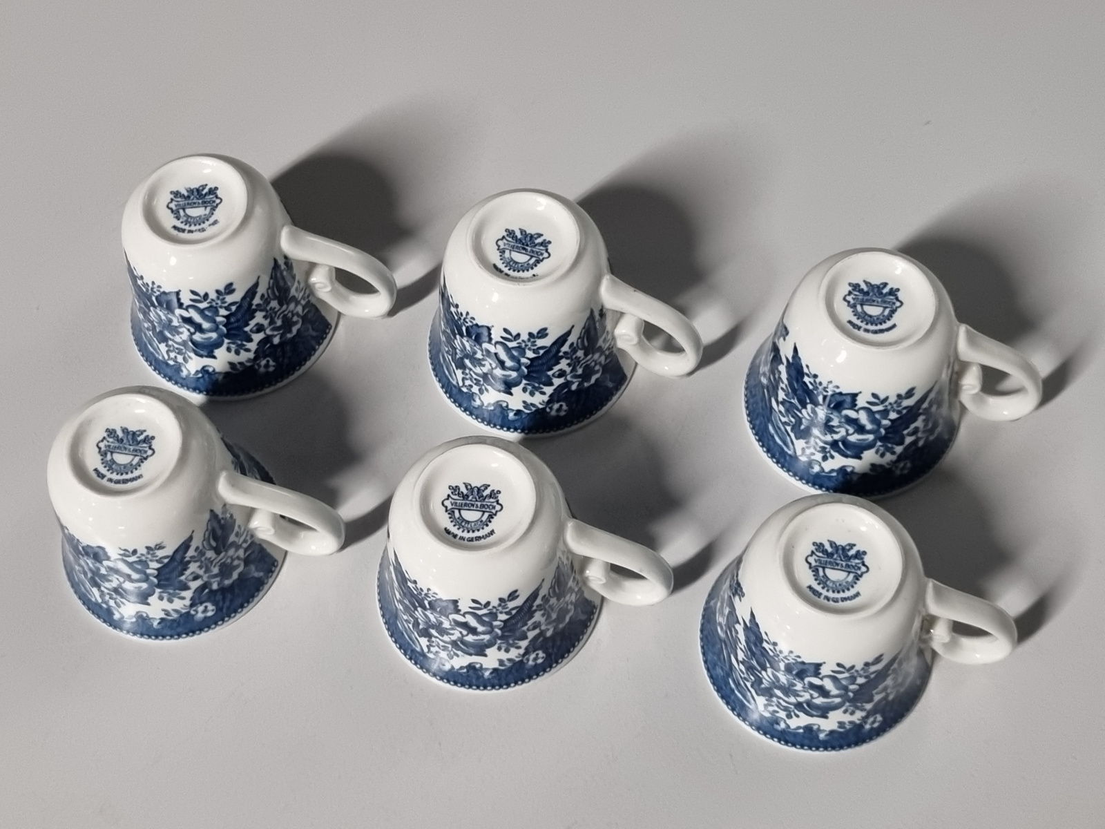 Villeroy en Boch Balmoral blauw set 6x espresso kop en schotel