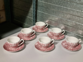 Engels rood The Hunter by Myott set 6x Kop en schotel