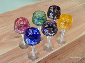 Boheems Kristal Glas set (2) van 6x op hoge voet 20,5 cm alle kleuren