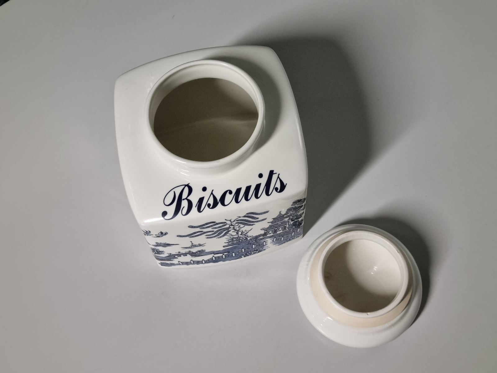 Engels blauw Blue Willow by Regal grote Voorraadpot Biscuits Jar