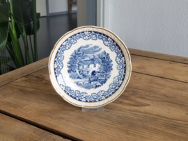 Boerenhoeve blauw Societe Ceramique met goudluster losse Schotel voor Kopje