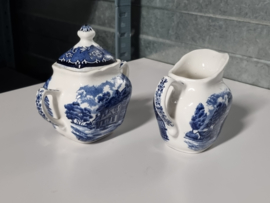 Engels blauw Grindley Country Inns compleet koffieservies theeservies 6 personen