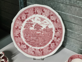 Engels rood Wedgwood Adams English Scenic theeservies 8 personen (golvend randje)