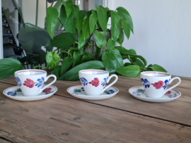 Oud Boerenbont Petrus Regout Koffie Set 3x Kop en schotel Audrey