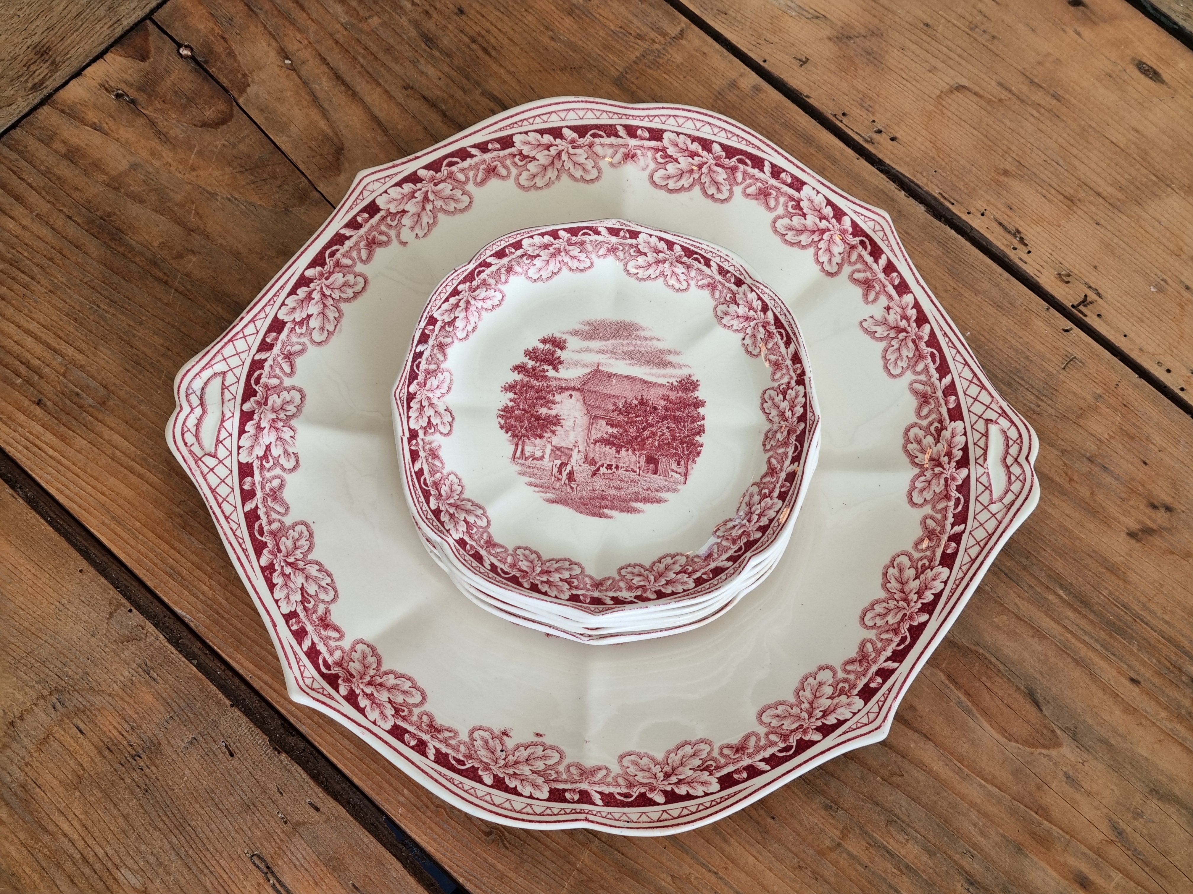 Boerenhoeve Rood Societe Ceramique gebakstel 6 persoons