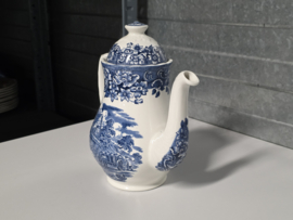 Engels blauw 17th Century England Royal Tudor Ware Staffordshire koffiepot 17 cm