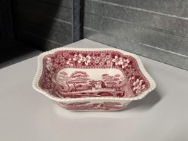 Engels Copeland Spode's Tower rood hoge vierkante schaal 23 cm