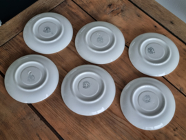 Oud Boerenbont Societe Ceramique 483a Set 6x Thee Kop met schotel (grote bloem)