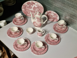 Engels rood The Hunter by Myott Koffieservies Ontbijtservies 8 personen