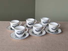 Landschap Zwart Societe Ceramique set 6x Espresso Kop en schotel