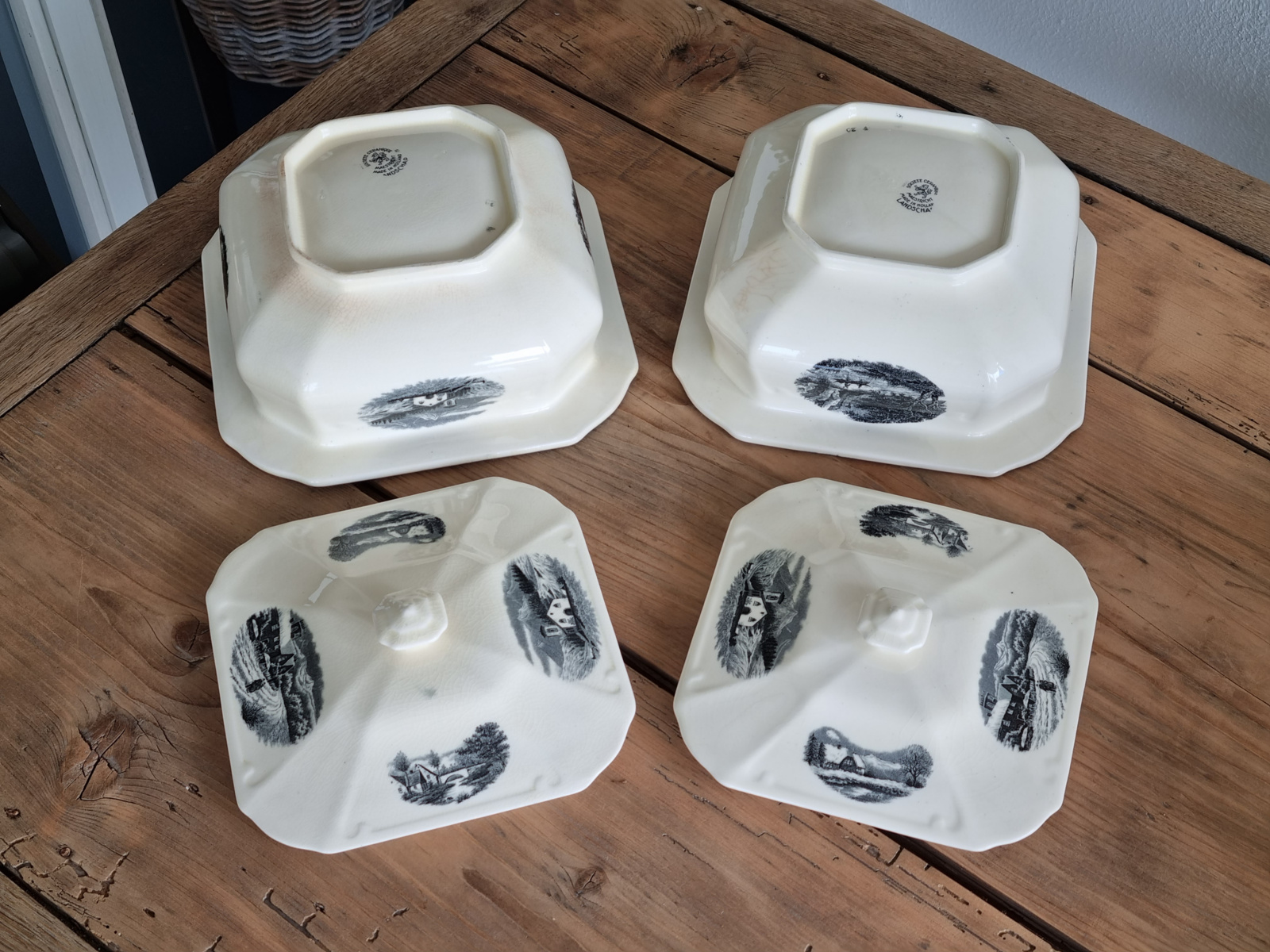 Landschap Zwart Societe Ceramique set 2x dekschaal