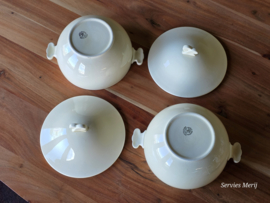 Societe Ceramique creme set 2x dekschaal terrine 20,5 cm