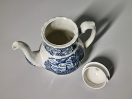 Engels blauw Coaching Taverns Royal Tudor Ware Staffordshire Koffie Theepot