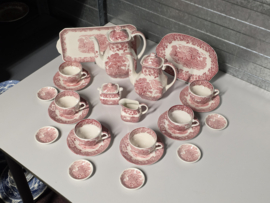 Engels rood Woodland Koffieservies Theeservies 6 persoons 18 delen