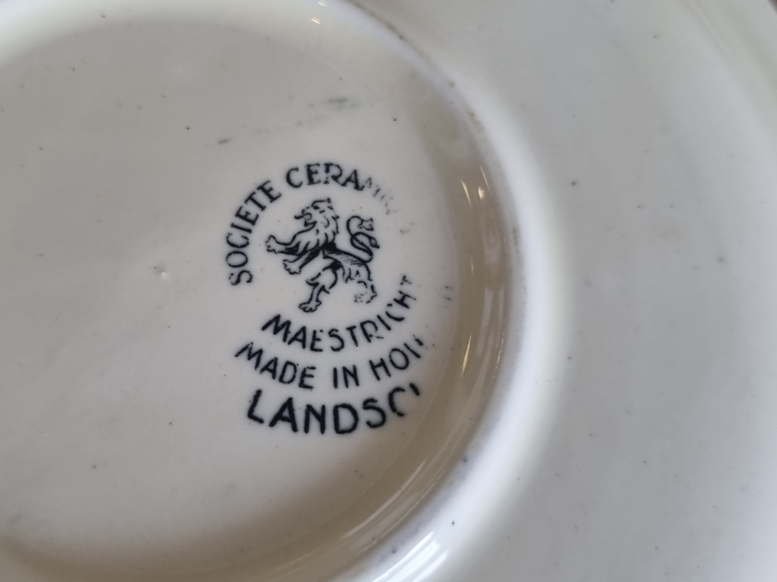 Landschap Zwart Societe Ceramique los Gebaksbordje 15 cm (hoekig model)