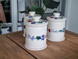 Boerenbont Boch set 3x Voorraadpot Koffie Thee en Suiker (gebloemd deksel)