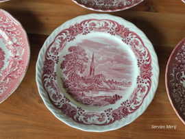 Engels rood Set 6x mix & match plat dinerbord
