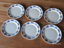 Royal Boch Boerenbont blauw Boerenblauw set 6x ontbijtbord 21 cm