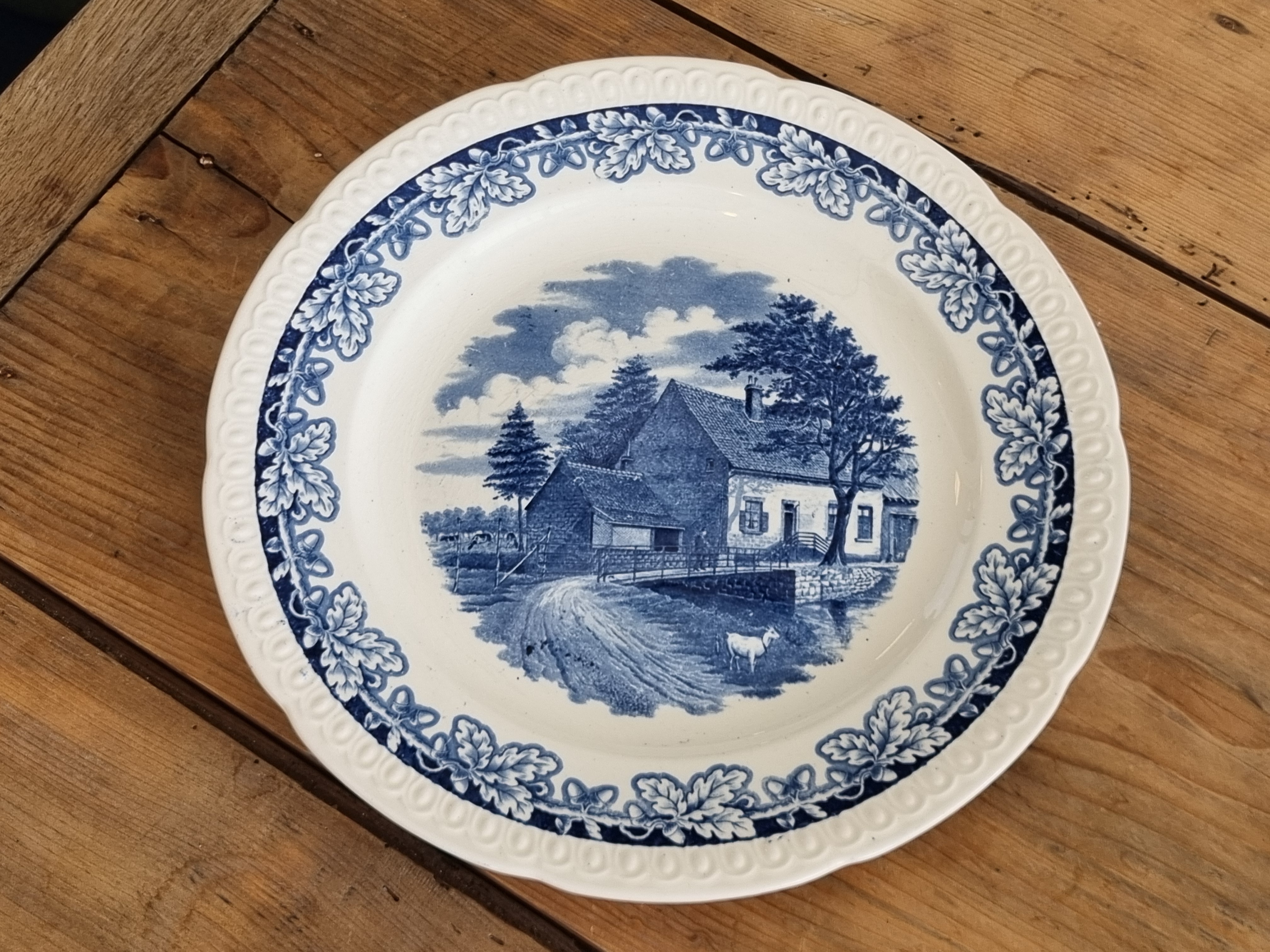 Boerenhoeve blauw Societe Ceramique pannenkoekenbord 30,5 cm