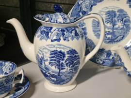 Engels blauw Woods Ware Koffieservies Theeservies 6-pers.