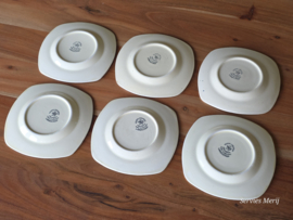 Landschap Zwart Societe Ceramique set 6x gebaksbordje 15 cm (vierkant model)