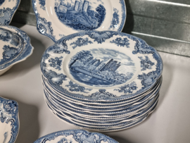 Engels blauw Johnson Bros Old Britain Castles Compleet eetservies 12 persoons