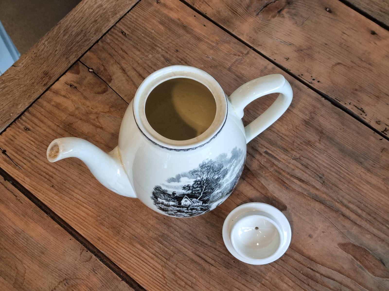Landschap Zwart Societe Ceramique zeldzame Koffiepot Christiania nr. 3