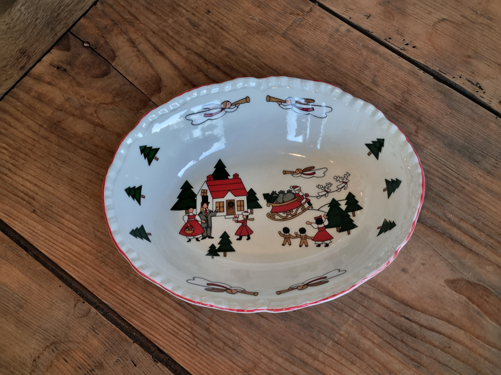 Engels Mason's Christmas Village 1983 Kerstservies Broodschaal 24,5 cm (nieuwste stempel)