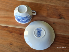 Engels blauw Johnson Bros Haddon Hall kop en schotel