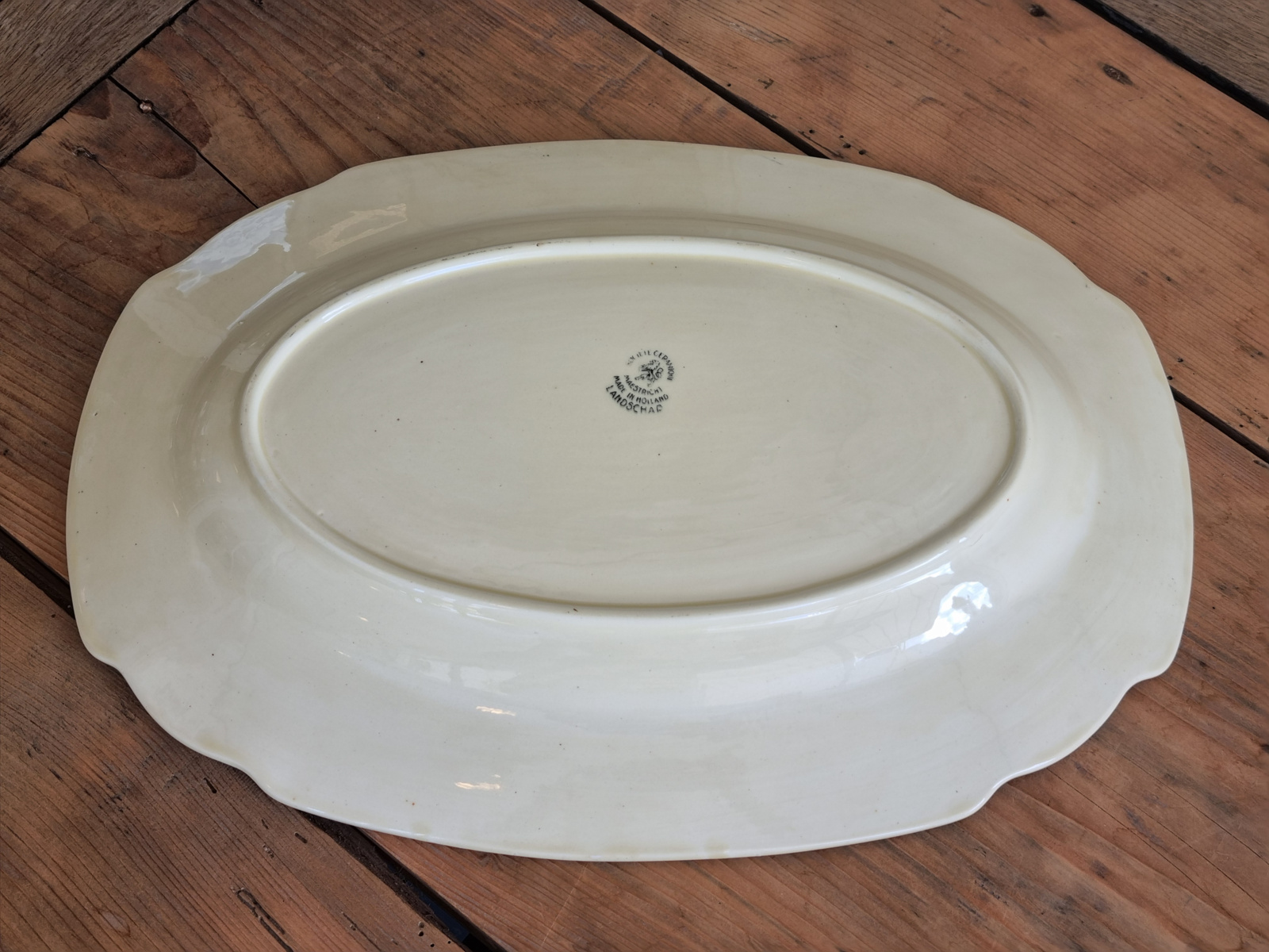 Landschap zwart Societe Ceramique grote ovale schaal 40 cm