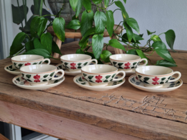 Boerenbont 418 Societe Ceramique set 6x  Thee Kop en schotel (creme)
