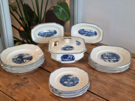 Landschap Blauw Societe Ceramique compleet Eetservies 6 persoons (hoekig model)