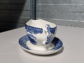 Engels blauw Enoch Wedgwood Woodland sauskom op vaste onderschotel