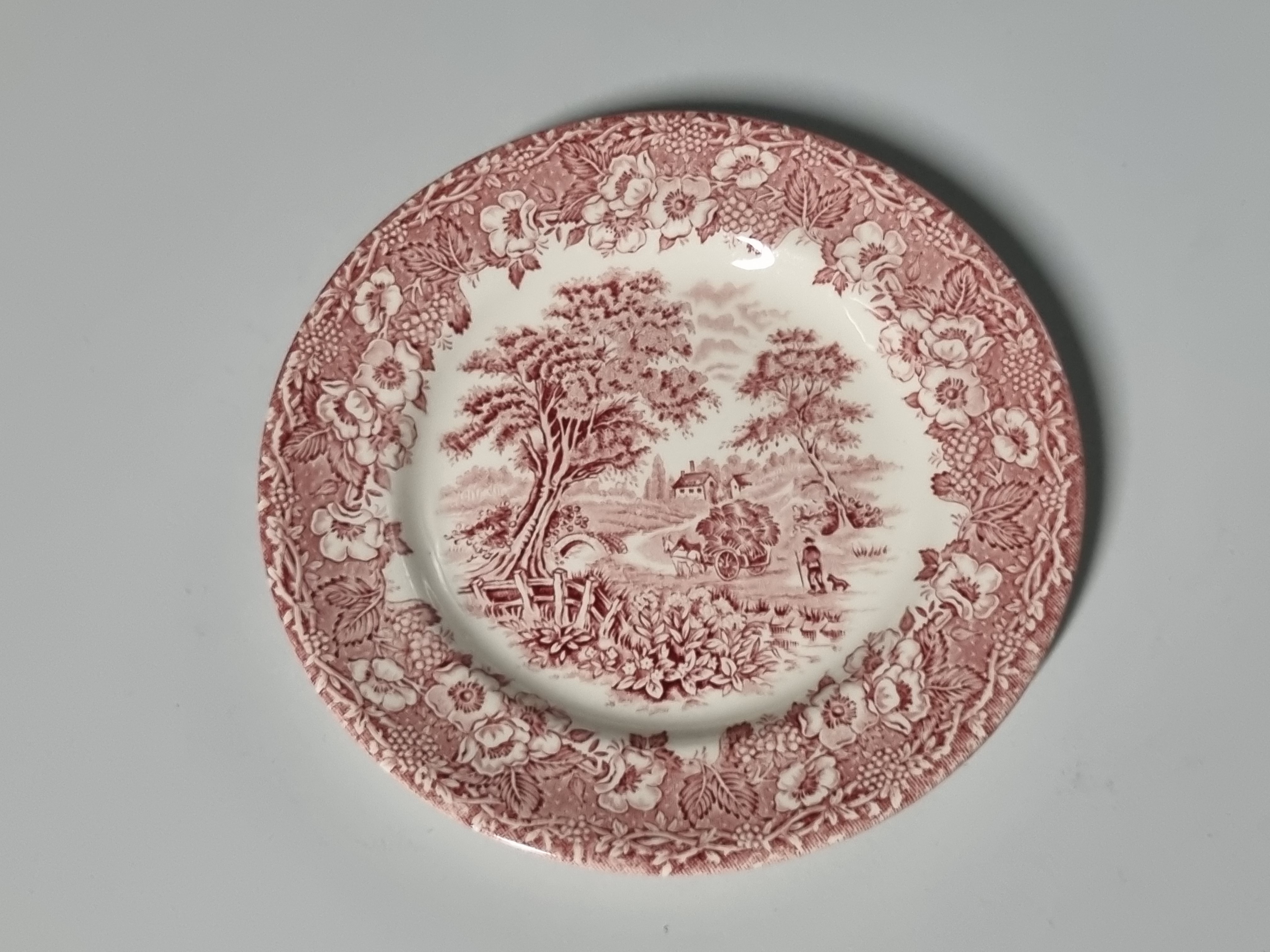 Engels rood Ironstone gebaksbordje 17 cm (herder)