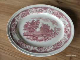 Engels rood Olde England Royal Tudor Ware Set 2x ovale schaal