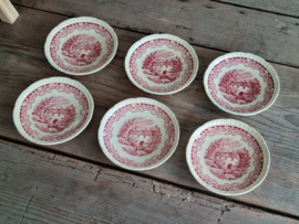 Boerenhoeve Rood Societe Ceramique set van 6x Kop en schotel (creme)