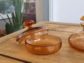 Glas Vintage Kaptafel setje oranje 2 delig