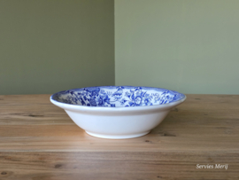 Engels blauw Ironstone Tableware hoge ronde schaal 24,5 cm