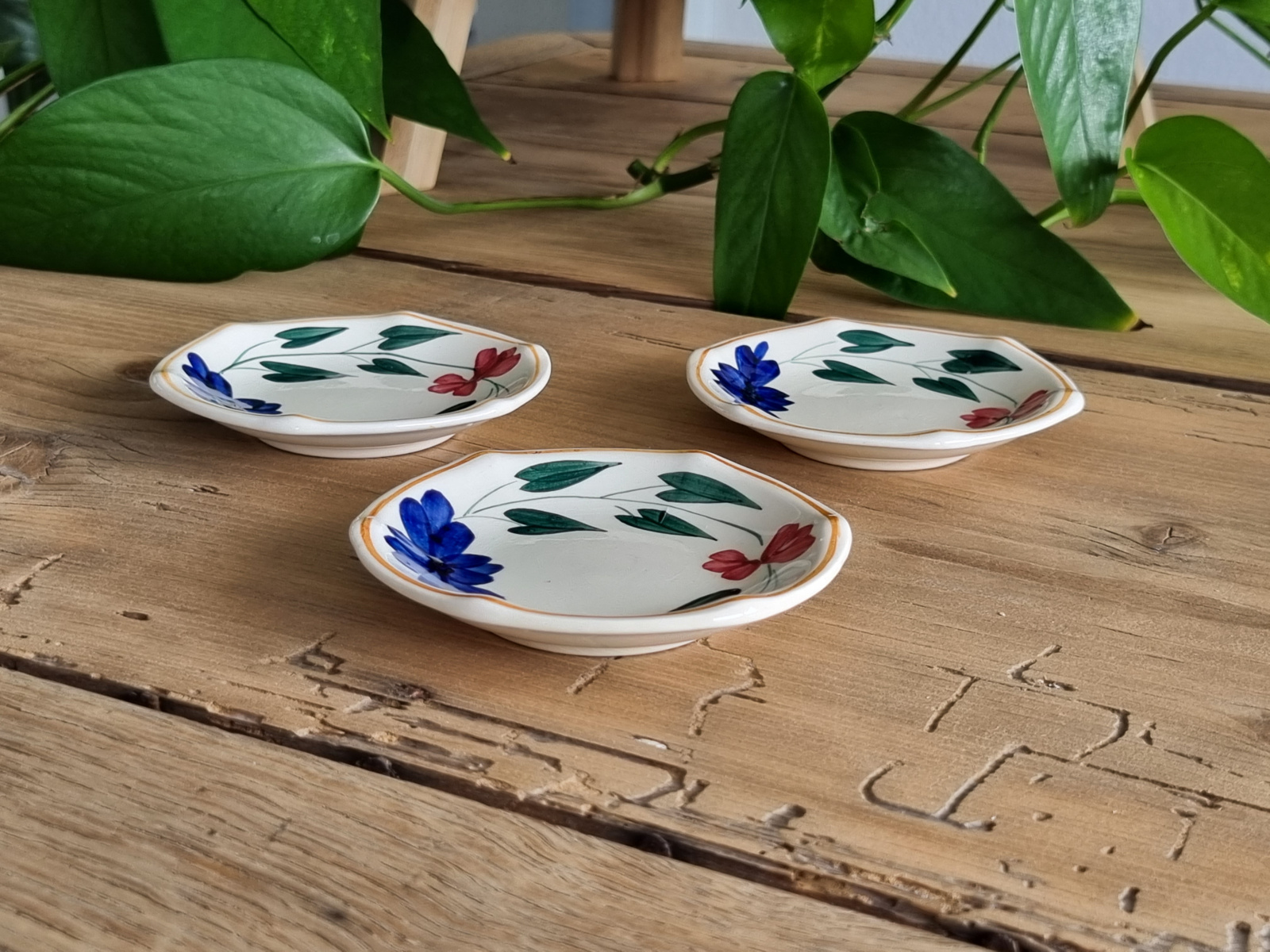 Boerenbont 418 Societe Ceramique set 3x Theezakjeslegger Theetipje (wit) 8 cm