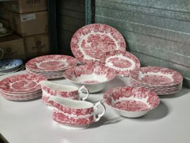 Engels rood Woods Ware compleet eetservies 6 personen 24 delig
