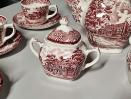 Engels rood Grindley Country Inns Koffieservies 8 persoons